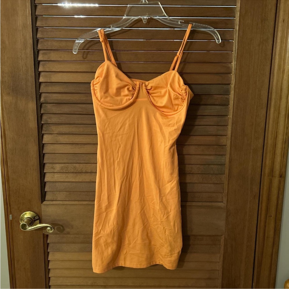 Divided Vibrant Orange Strappy Dress